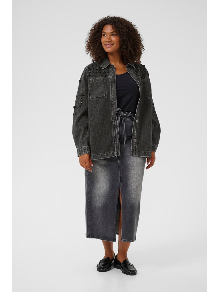 KAFFE curve Kurtka dżinsowa "Jaida" w kolorze antracytowym rozmiar: 42