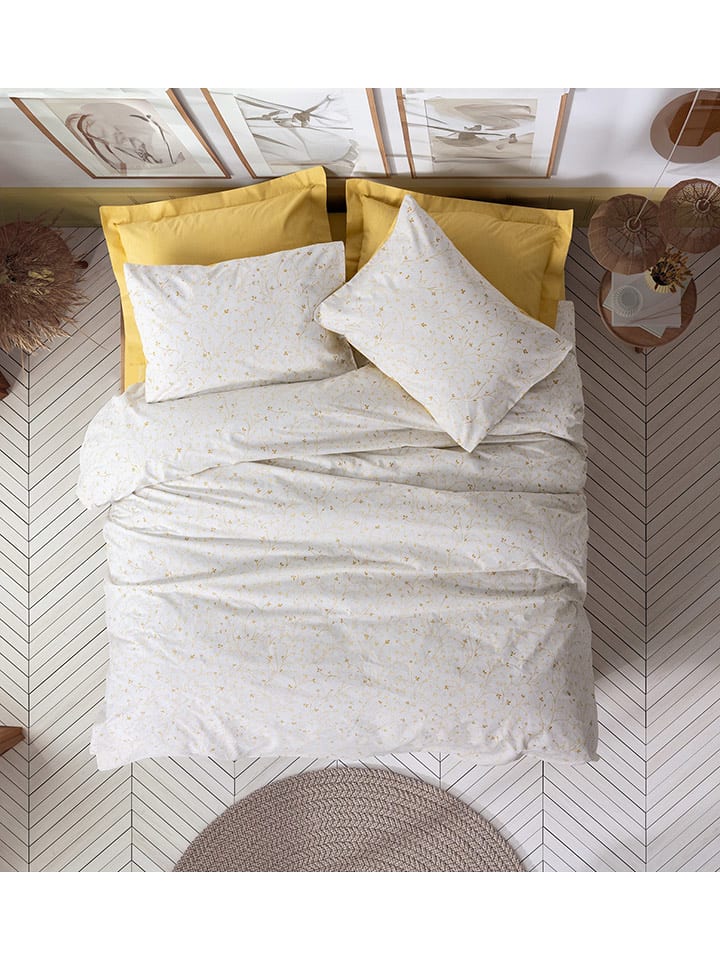 Colourful Cotton Komplet pościeli renforcé "Tiny" w kolorze biało-musztardowym rozmiar: 200x200 cm