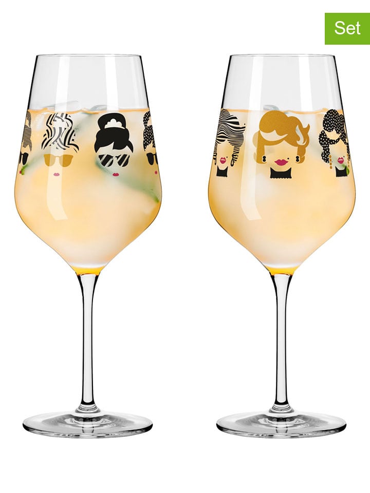 RITZENHOFF Kieliszki (2 szt.) w kolorze czarno-jasnobrązowym do wina - 500 ml rozmiar: onesize