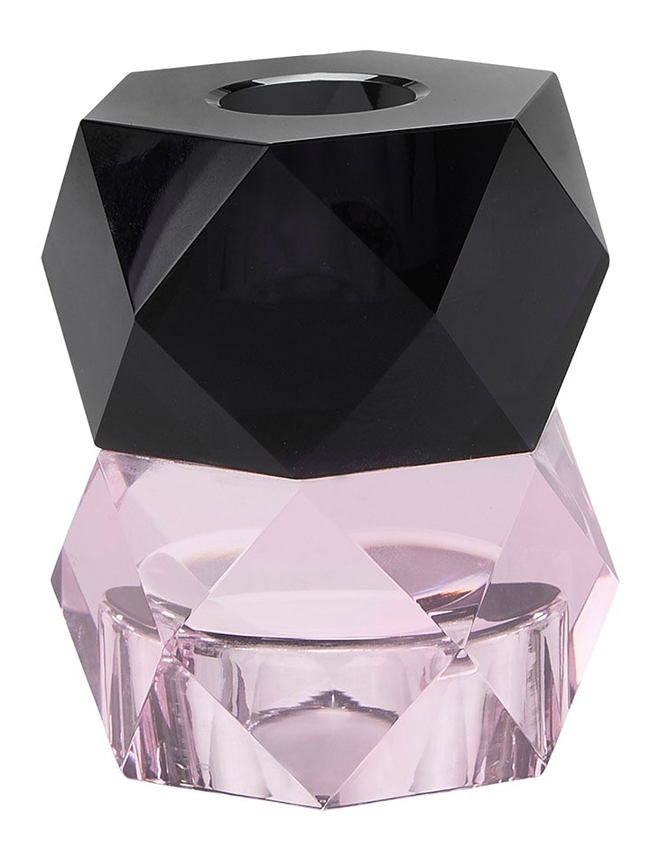 Miss Étoile Świecznik w kolorze jasnoróżowo-czarnym - wys. 8 x Ø 7 cm rozmiar: onesize