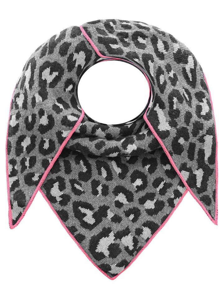 Zwillingsherz Chusta trójkątna w kolorze szaro-czarnym z dodatkiem wełny - 200 x 100 cm rozmiar: onesize