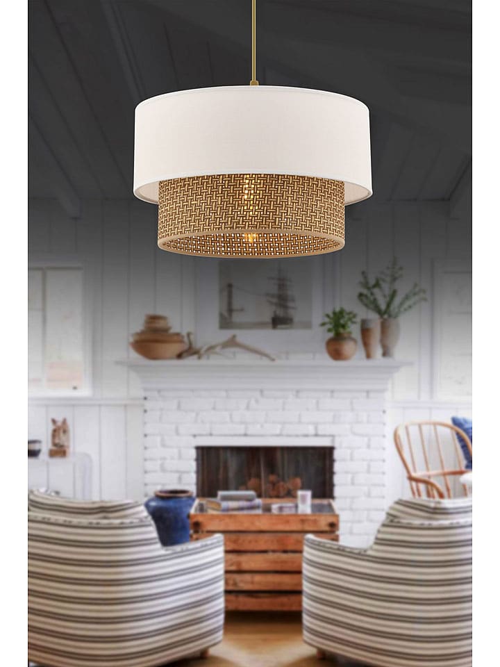 ABERTO DESIGN Lampa wisząca w kolorze biało-beżowym - wys. 65 x Ø 30 cm rozmiar: onesize