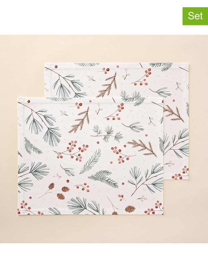 Mint Rugs Podkładki stołowe (2 szt.) w kolorze biało-zielonym - 50 x 40 cm rozmiar: onesize