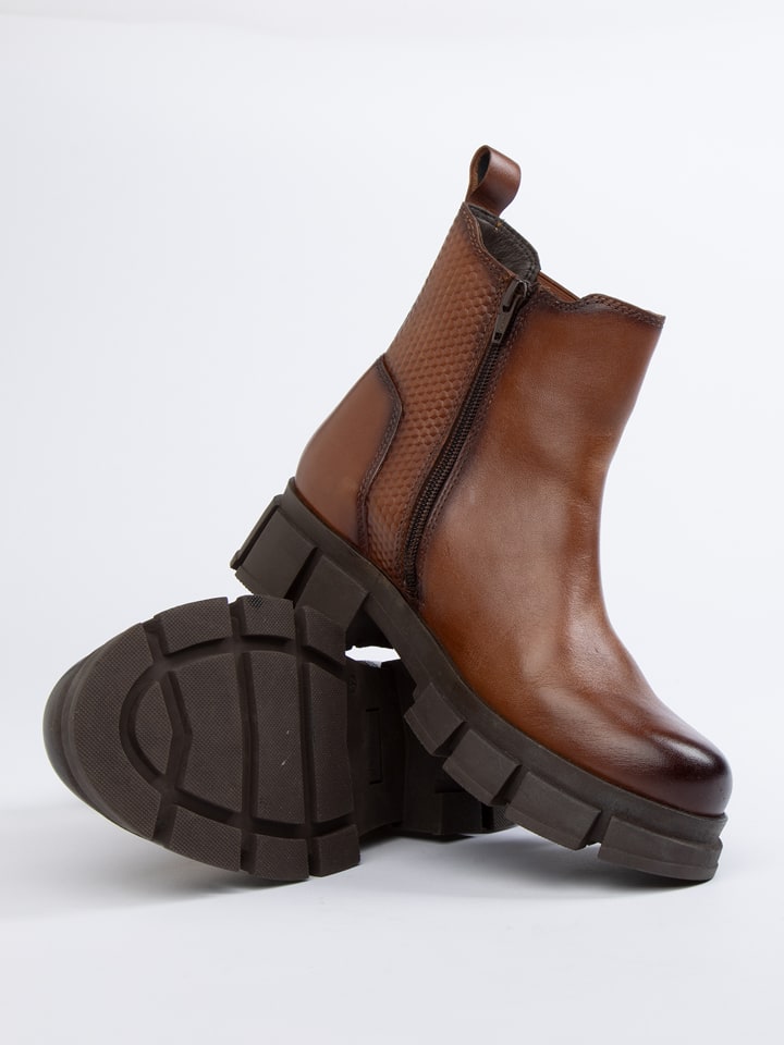 JOLANA & FENENA Skórzane botki w kolorze jasnobrązowym rozmiar: 40