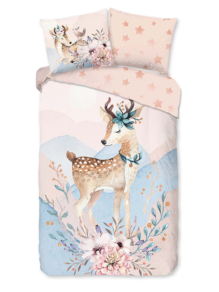 Good Morning Komplet pościeli flanelowej "Josy" w kolorze jasnoróżowym rozmiar: 135x200 cm