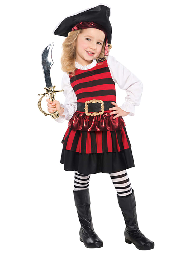 amscan 3-częściowy kostium "Little Lass" w kolorze czarno-czerwono-białym rozmiar: 104-116