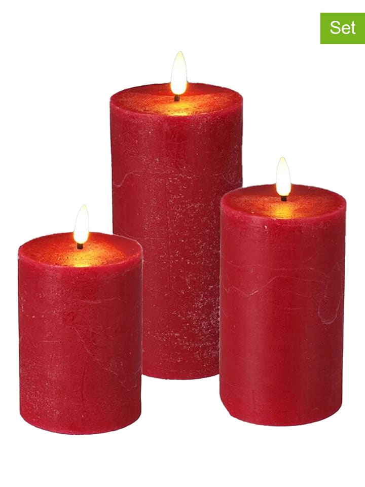 WellHome Świece LED (3 szt.) w kolorze czerwonym rozmiar: onesize