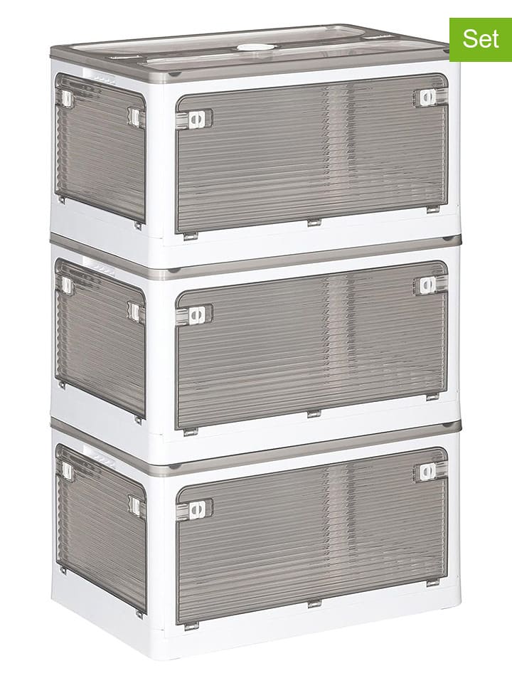 Joybos Skrzynie (3 szt.) w kolorze biało-szarym - 47 x 24 x 36 cm rozmiar: onesize