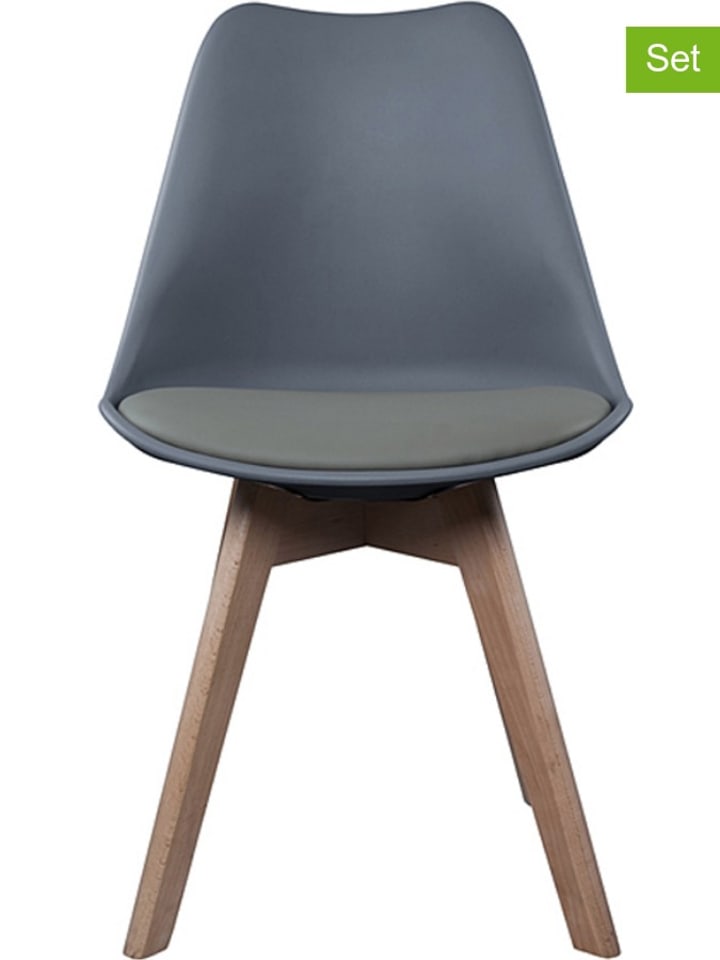 THE HOME DECO FACTORY Krzesła (2 szt.) w kolorze szarym - 58 x 81,5 x 49 cm rozmiar: onesize