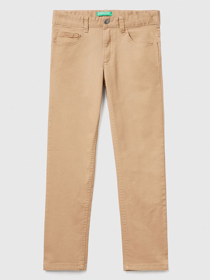 Benetton Spodnie w kolorze jasnobrązowym rozmiar: 140