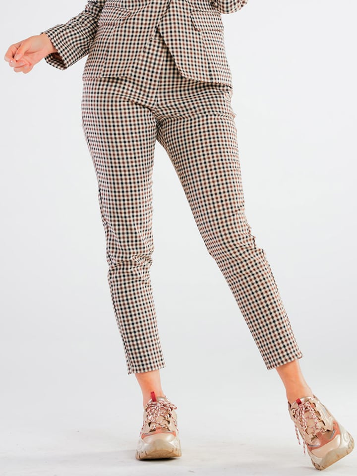 Awama Spodnie w kolorze beżowo-brązowym rozmiar: XL