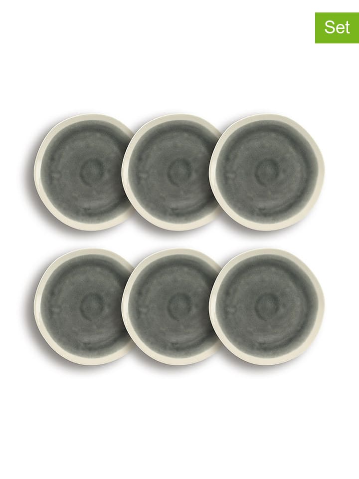 Ogo Living Talerze obiadowe (6 szt.) w kolorze biało-szarym - Ø 22 cm rozmiar: onesize