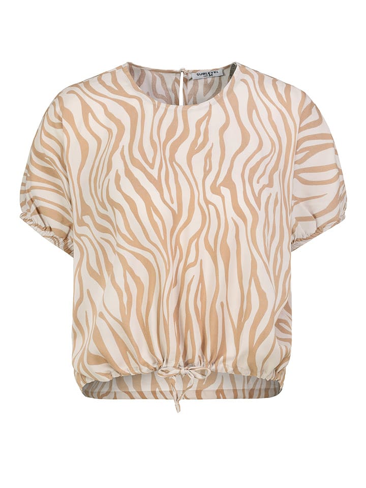 Sublevel Bluzka w kolorze jasnobrązowo-białym rozmiar: M