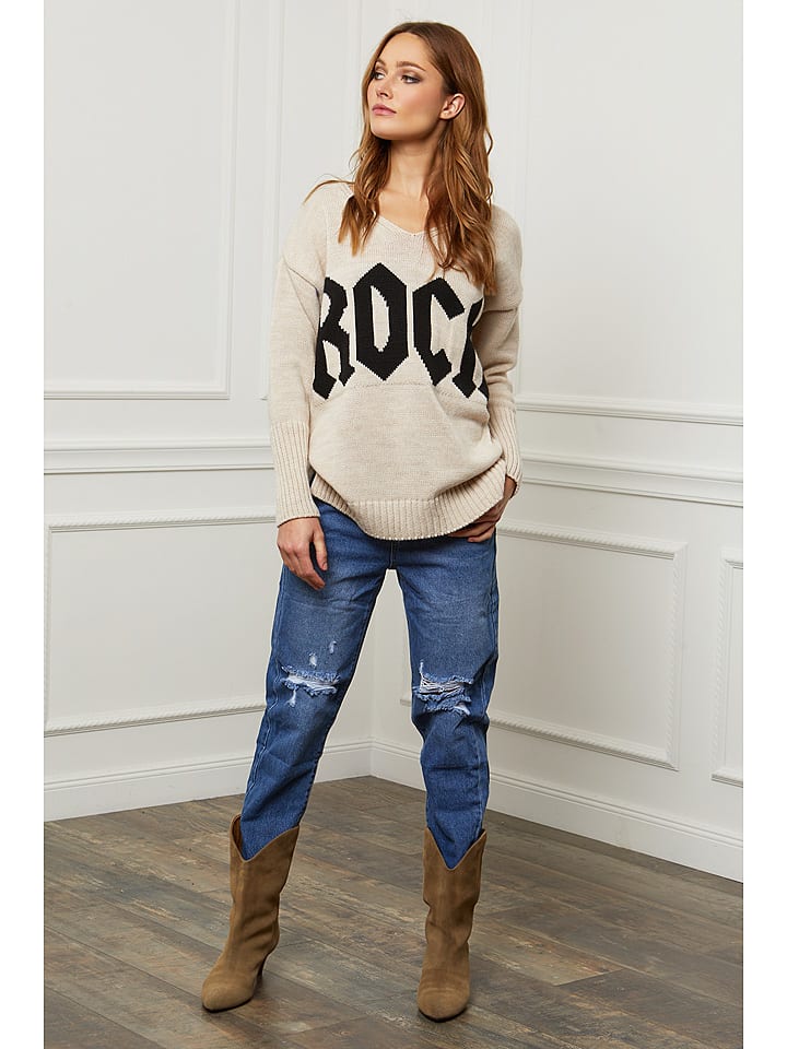 Plume Sweter "Azel" w kolorze beżowym rozmiar: S