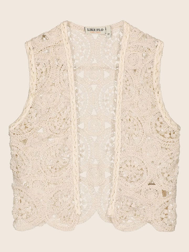 Like Flo Kamizelka dzianinowa "Diana" w kolorze kremowym rozmiar: 98-122
