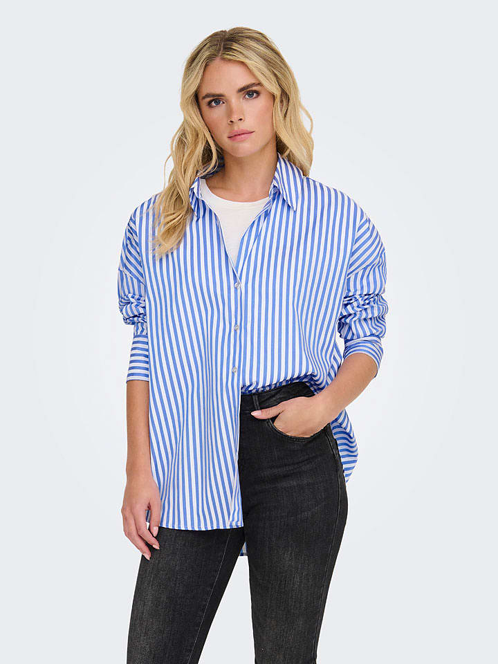 JDY Koszula "Vesper" w kolorze niebiesko-białym rozmiar: M