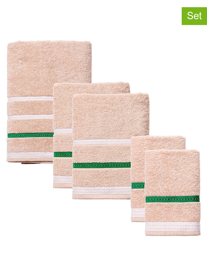 Benetton 5-częściowy zestaw ręczników w kolorze beżowym rozmiar: onesize