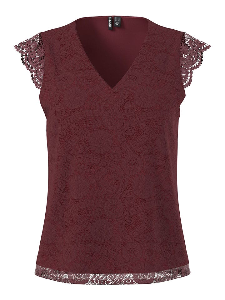 Pieces Top "Pcolline" w kolorze bordowym rozmiar: S