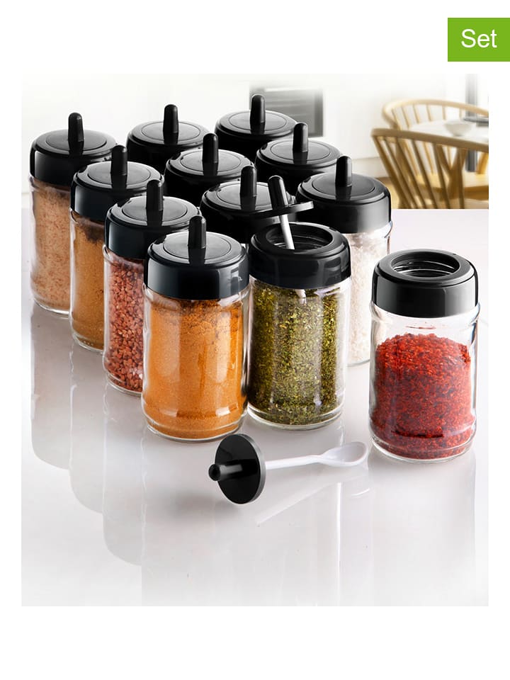 Violeta Home Słoiki (12 szt.) w kolorze czarnym na przyprawy - 300 ml rozmiar: onesize
