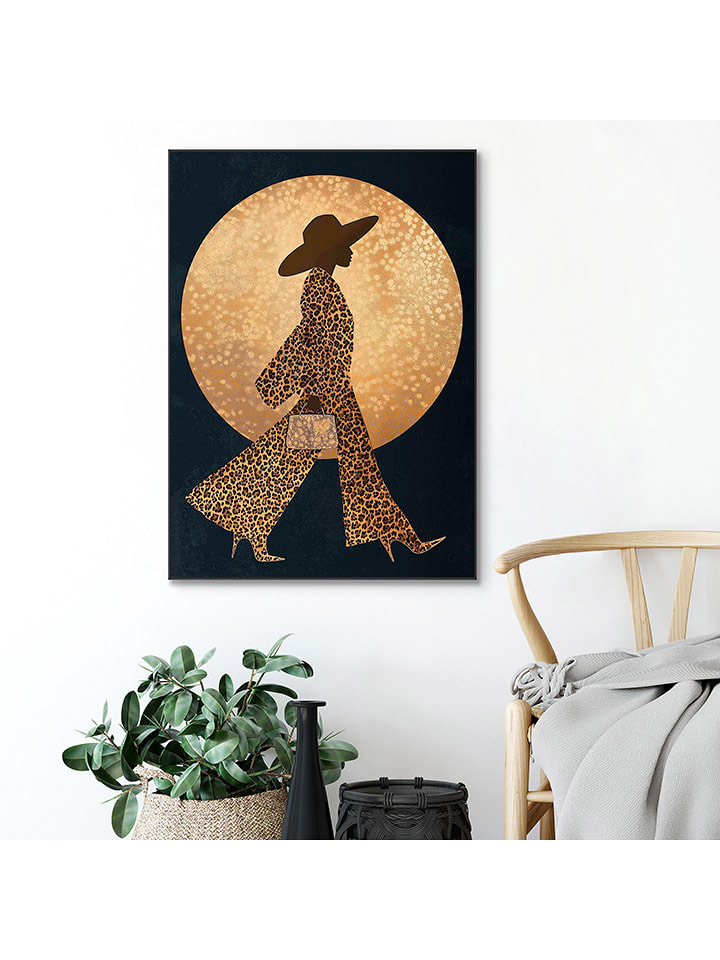 Orangewallz Druk artystyczny "Golden Circle - panther suit" w ramce rozmiar: 50x70 cm