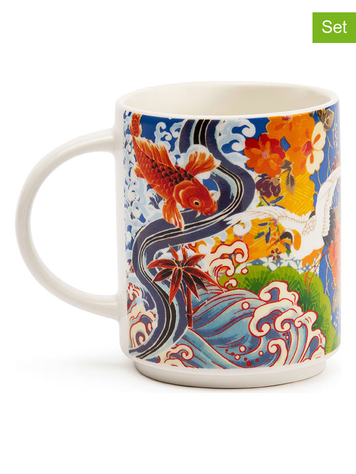 Trendy Kitchen by EXCÉLSA Kubki jumbo (4 szt.) "Kimono" ze wzorem - 300 ml rozmiar: onesize