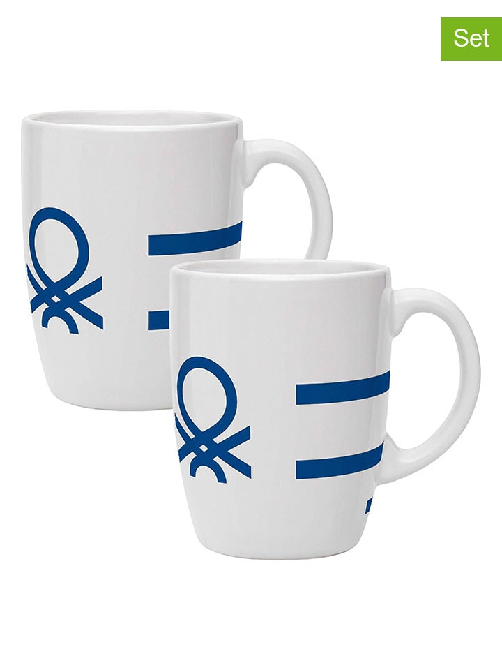 Benetton Kubki (2 szt.) w kolorze biało-niebieskim - 350 ml rozmiar: onesize