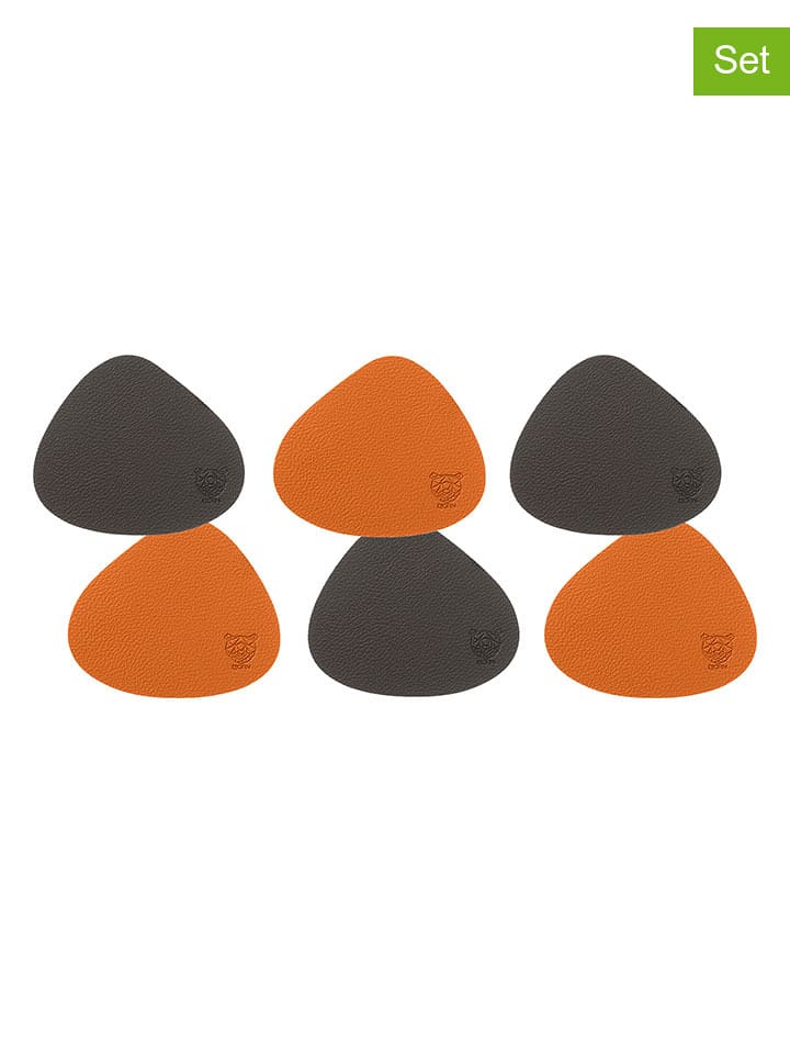 Björn Dwustronne podstawki (6 szt.) w kolorze brązowo-pomarańczowym - 13 x 11 cm rozmiar: onesize
