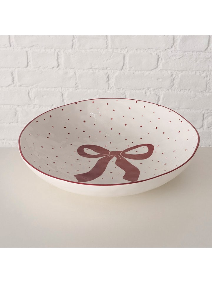 Boltze Miska "Boucle" w kolorze czerwono-białym - Ø 33,5 cm rozmiar: onesize