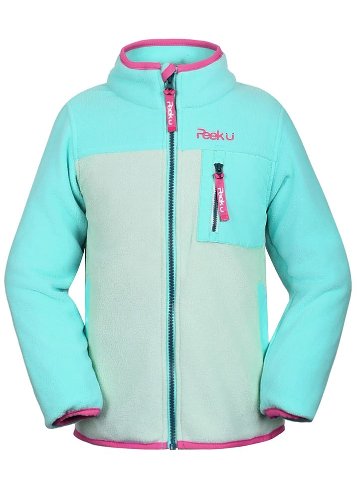 Peek U Kurtka polarowa "Wave" w kolorze szaro-turkusowym rozmiar: 128