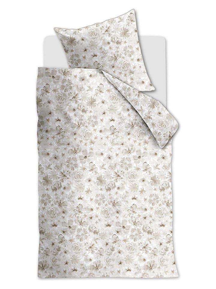 Rivièra Maison Komplet pościeli "Flowing Flowers" w kolorze beżowym rozmiar: 240x200/220 cm
