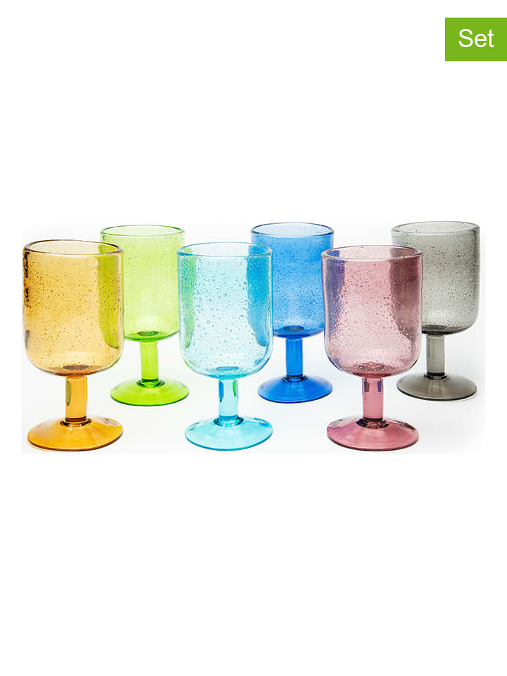 Trendy Kitchen by EXCÉLSA Kieliszki (6 szt.) "Color Bubble" w różnych kolorach do wina - 390 ml rozmiar: onesize