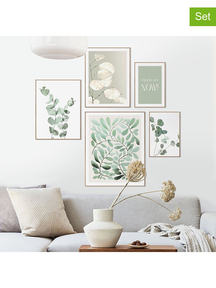 Orangewallz Druki artystyczne (5 szt.) "Botanic Serenity" w ramce rozmiar: onesize