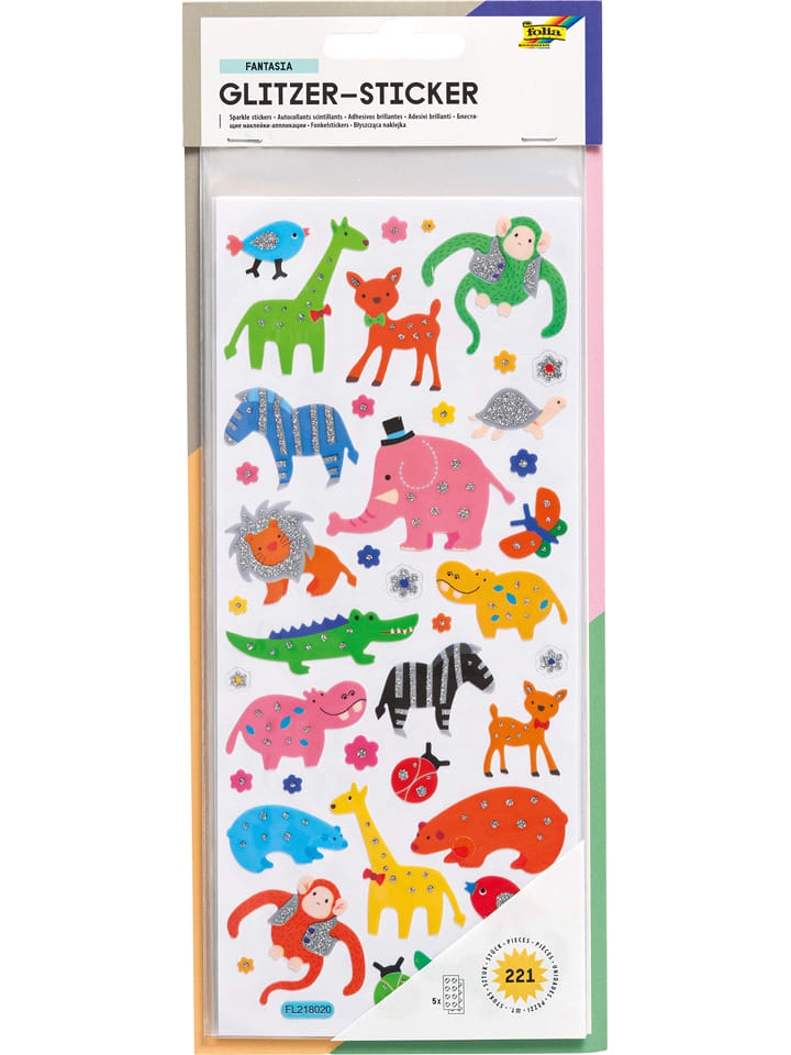 folia PAPER Brokatowe naklejki "Fantasia" w różnych kolorach - 23 x 10 cm rozmiar: onesize