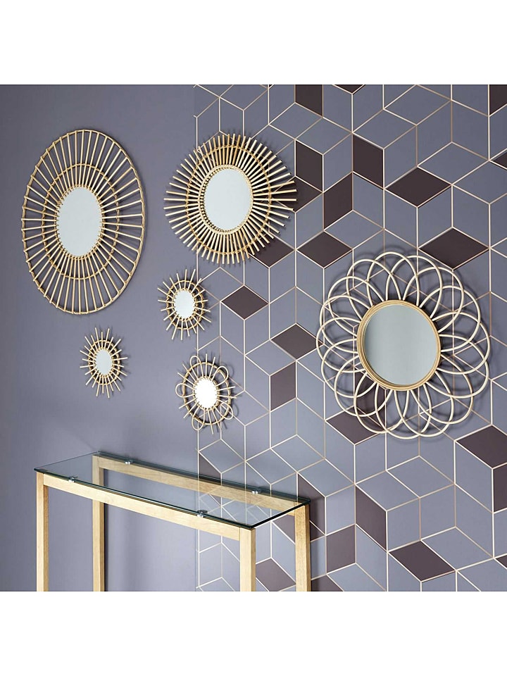 THE HOME DECO FACTORY Lustro ścienne w kolorze jasnobrązowym - Ø 75 cm rozmiar: onesize