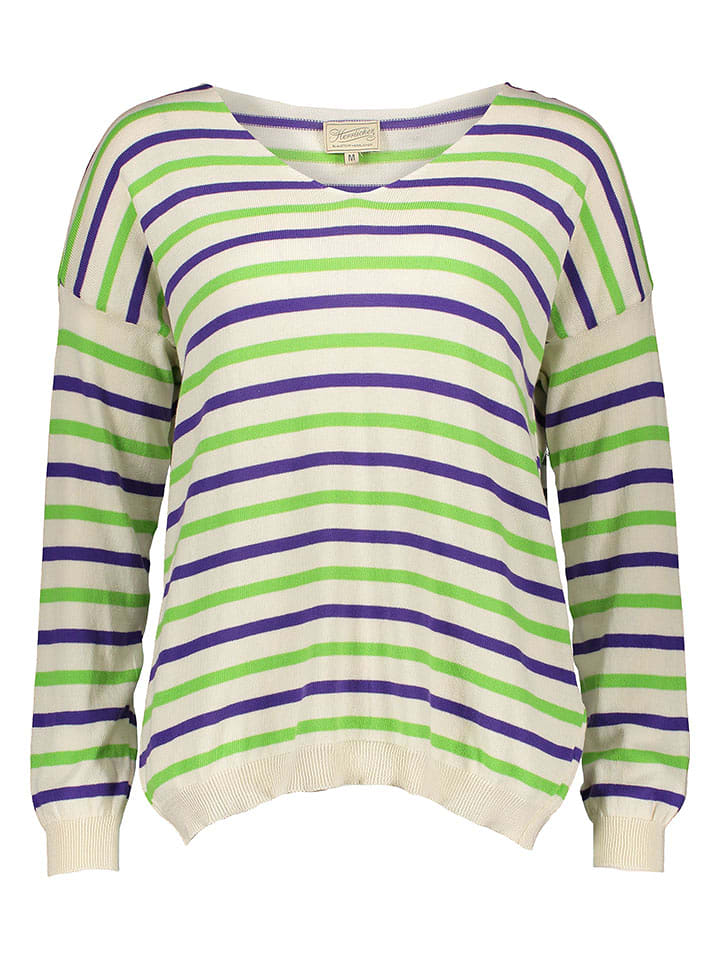 Herrlicher Sweter w kolorze kremowo-zielono-fioletowym rozmiar: S