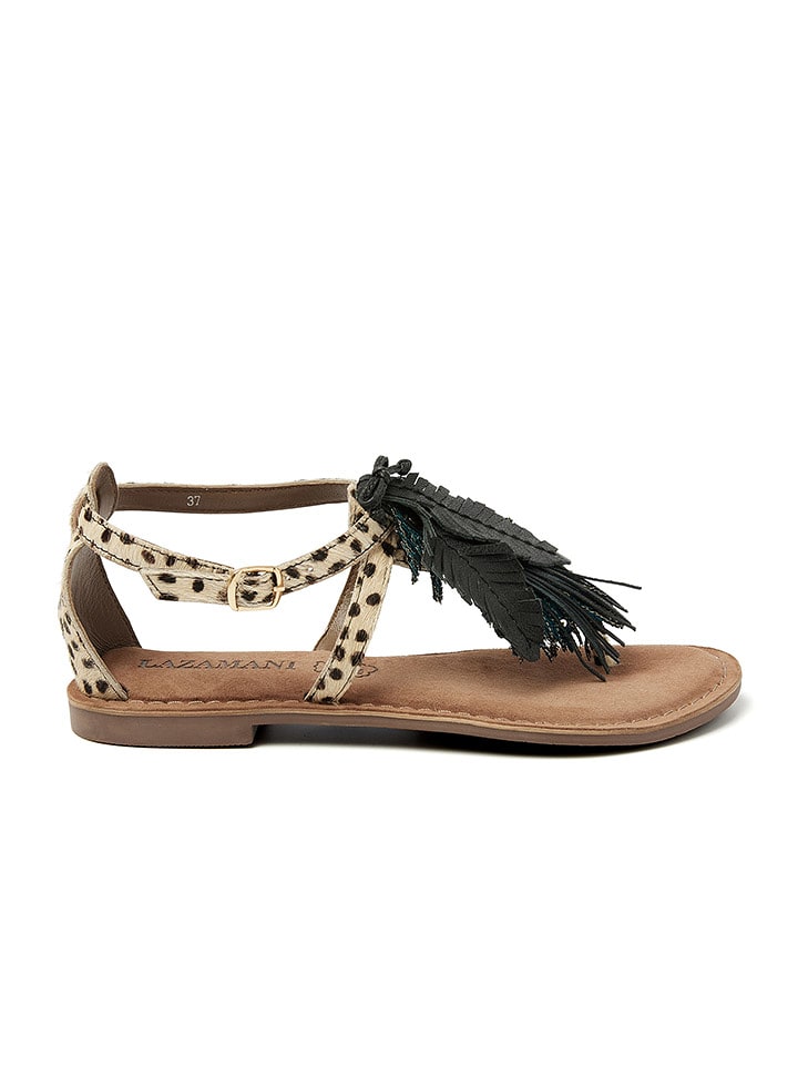 Lazamani Skórzane japonki w kolorze beżowym rozmiar: 40