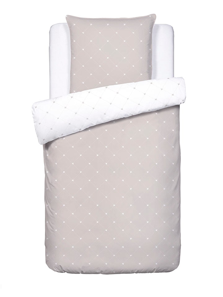 Chevignon Komplet pościeli satynowej "Canards" w kolorze szarobrązowo-białym rozmiar: 135x200 cm