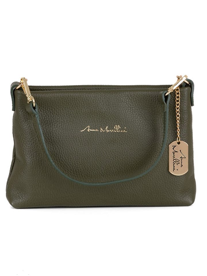 Anna Morellini Skórzana torebka "Sancia" w kolorze khaki - 25 x 16 x 4 cm rozmiar: onesize