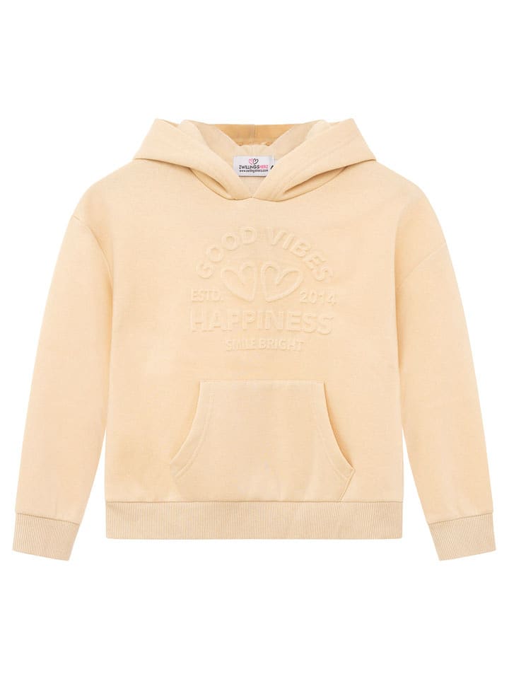 Zwillingsherz Bluza "Happiness Vibes" w kolorze beżowym rozmiar: 146/152