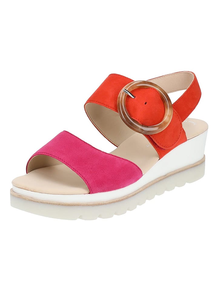 Gabor Skórzane sandały w kolorze pomarańczowo-różowym rozmiar: 38,5