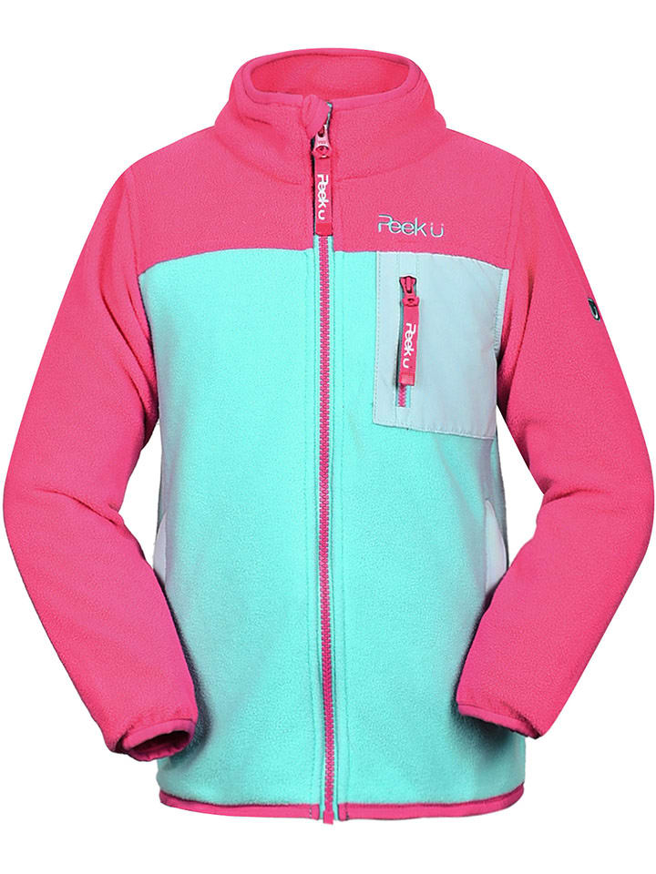 Peek U Kurtka polarowa "Wave" w kolorze różowo-turkusowym rozmiar: 110