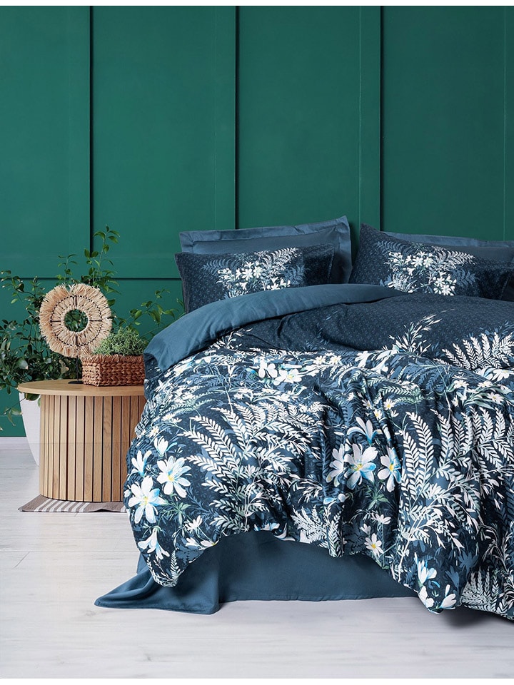 Elizabed Komplet pościeli satynowej w kolorze granatowym rozmiar: 140x200 cm