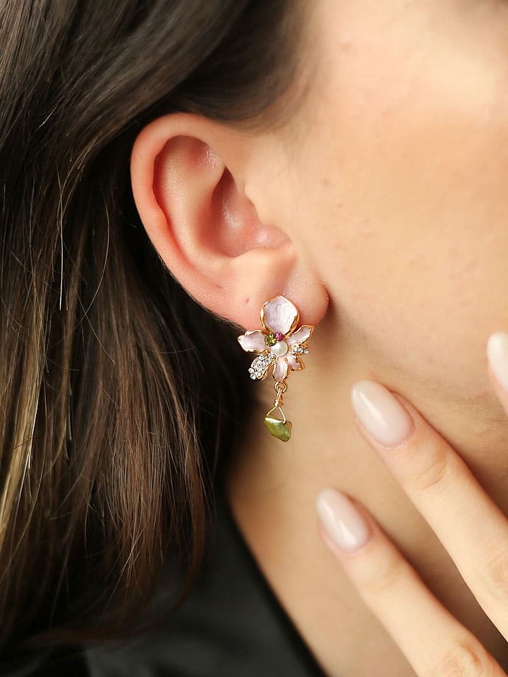 L'Atelier de Gaia Pozłacane kolczyki-wkrętki z perłami i cyrkoniami rozmiar: onesize