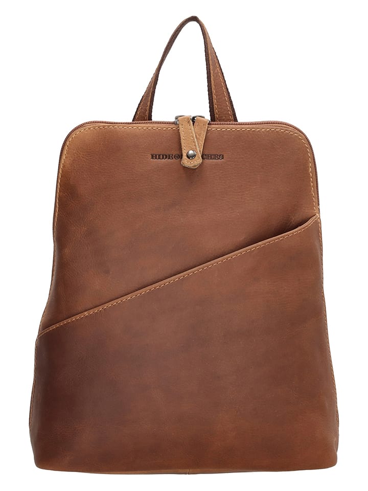 HIDE & STITCHES Skórzany plecak w kolorze jasnobrązowym - 24 x 29 x 10 cm rozmiar: onesize