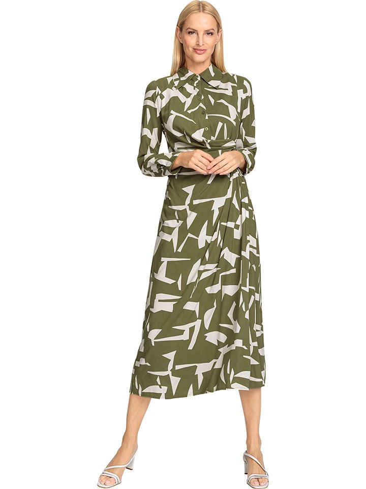 Heine Sukienka w kolorze oliwkowo-białym rozmiar: 42