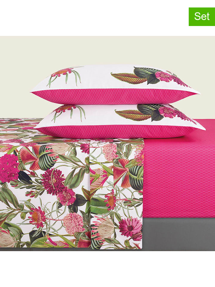 CXL by Christian Lacroix 4-częściowy zestaw satynowy w kolorze różowym ze wzorem rozmiar: 205x290 cm