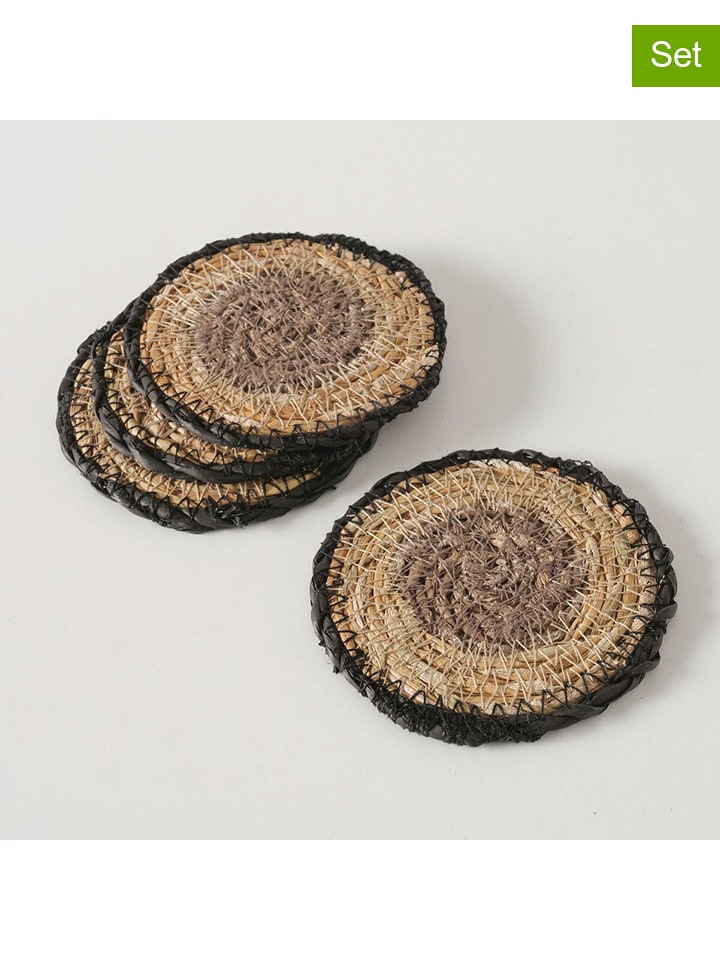 Boltze Podkładki stołowe (4 szt.) "Babou" w kolorze jasnobrązowym - Ø 10 cm rozmiar: onesize