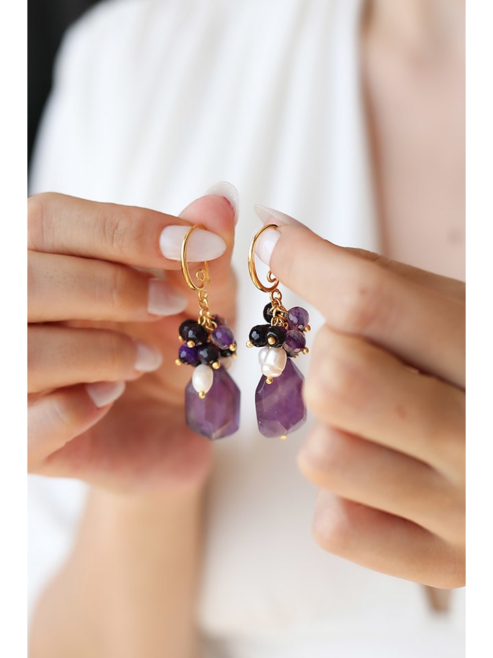 Pierres delicates Pozłacane kolczyki z ametystami rozmiar: onesize