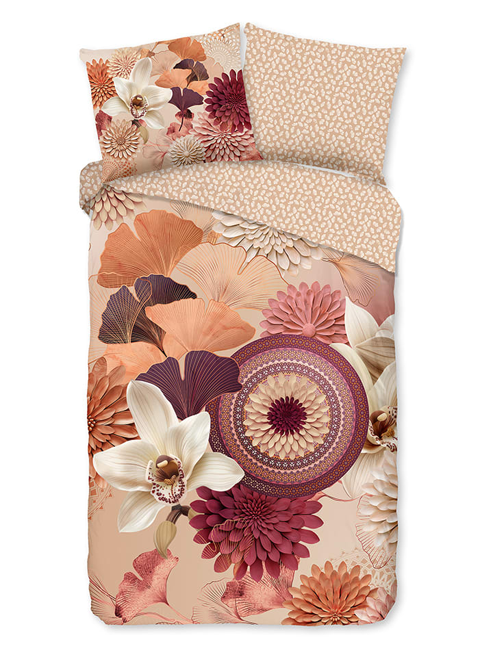 Descanso Komplet pościeli satynowej "Quente" w kolorze beżowym rozmiar: 200x200 cm