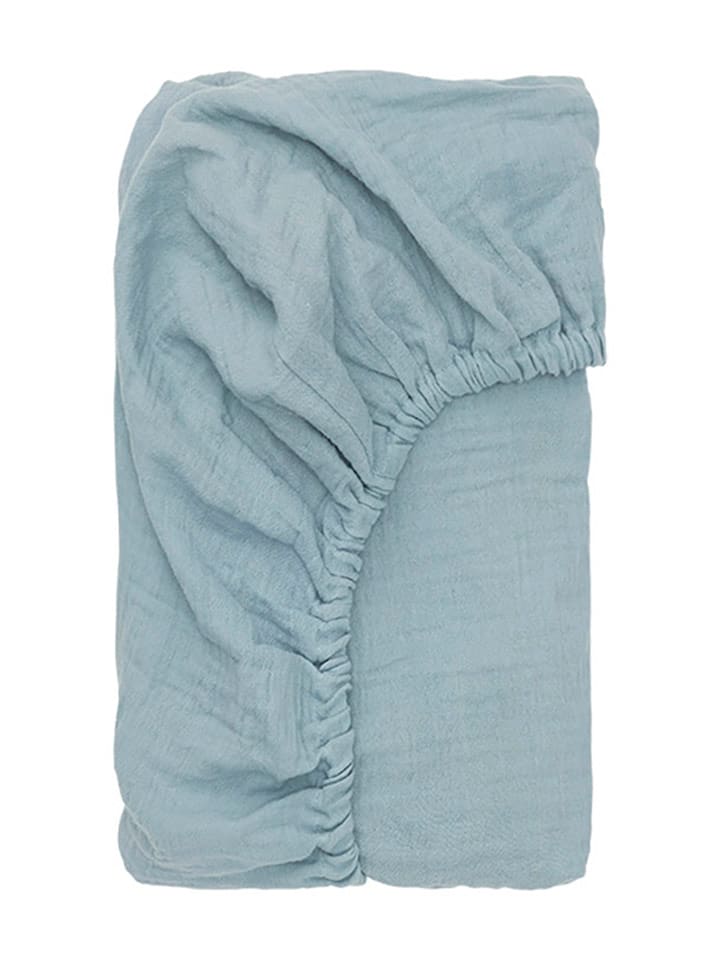 FABELAB Prześcieradło w kolorze błękitnym na gumce - 65 x 50 cm rozmiar: onesize